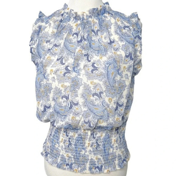 Maison D'Amelie Paisley Sleeveless Ruffle Blouse Top Size Large‎ - Picture 1 of 7